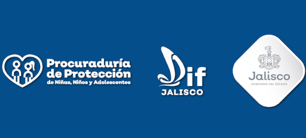Logos del DIF Jalisco, el Gobierno del Estado y la Procuraduría de protección a niñas, niños y adolescentes